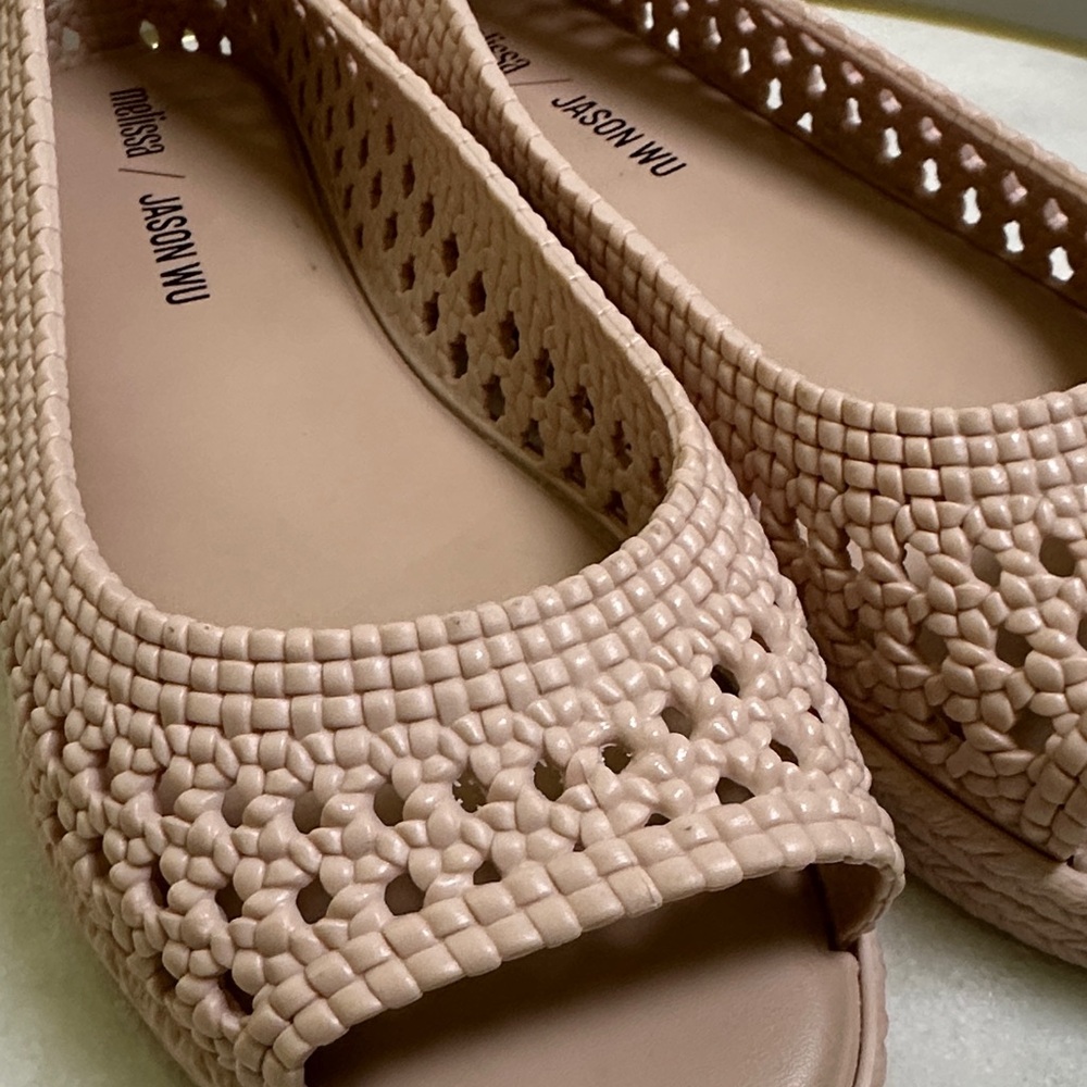 Jason Wu Melissa Woven Jelly Peep Toe Flats - Blush Pink size 10 - Picture 2 of 4